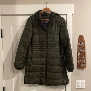 GAP Maternity Parka | Medium | Dark Green | Expandable Sides